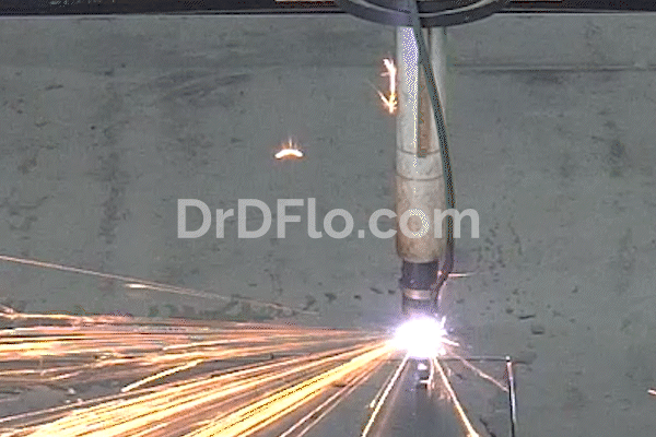 Animated Gif of CNC plasma table cutting out  a part.