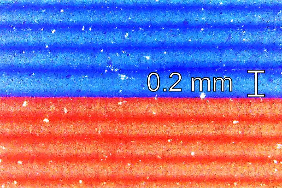 Magnified image of 3D printed layers