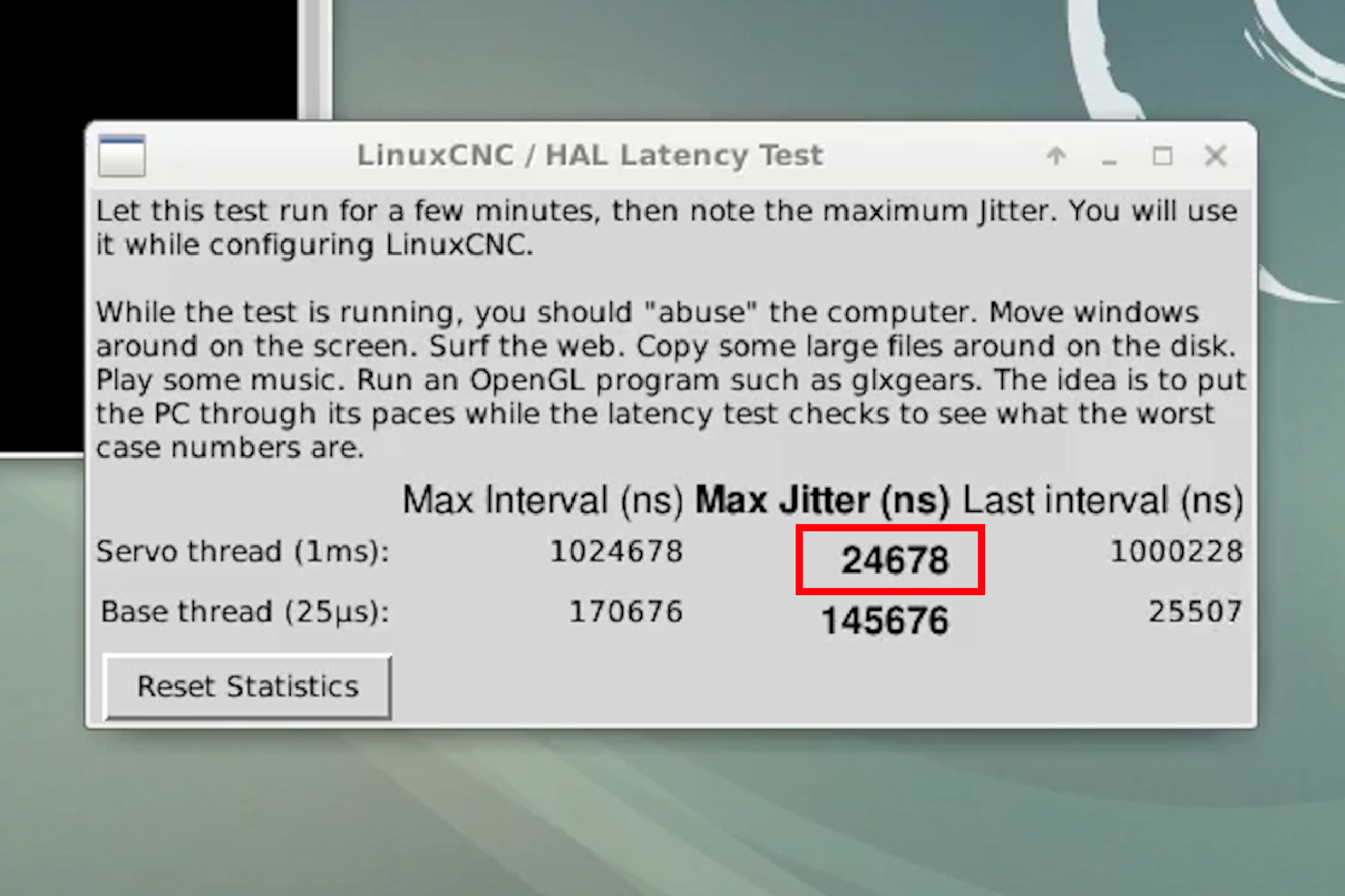 Latency test LinuxCNC