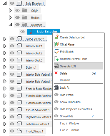 Saving a component as a DXF in Fusion 360