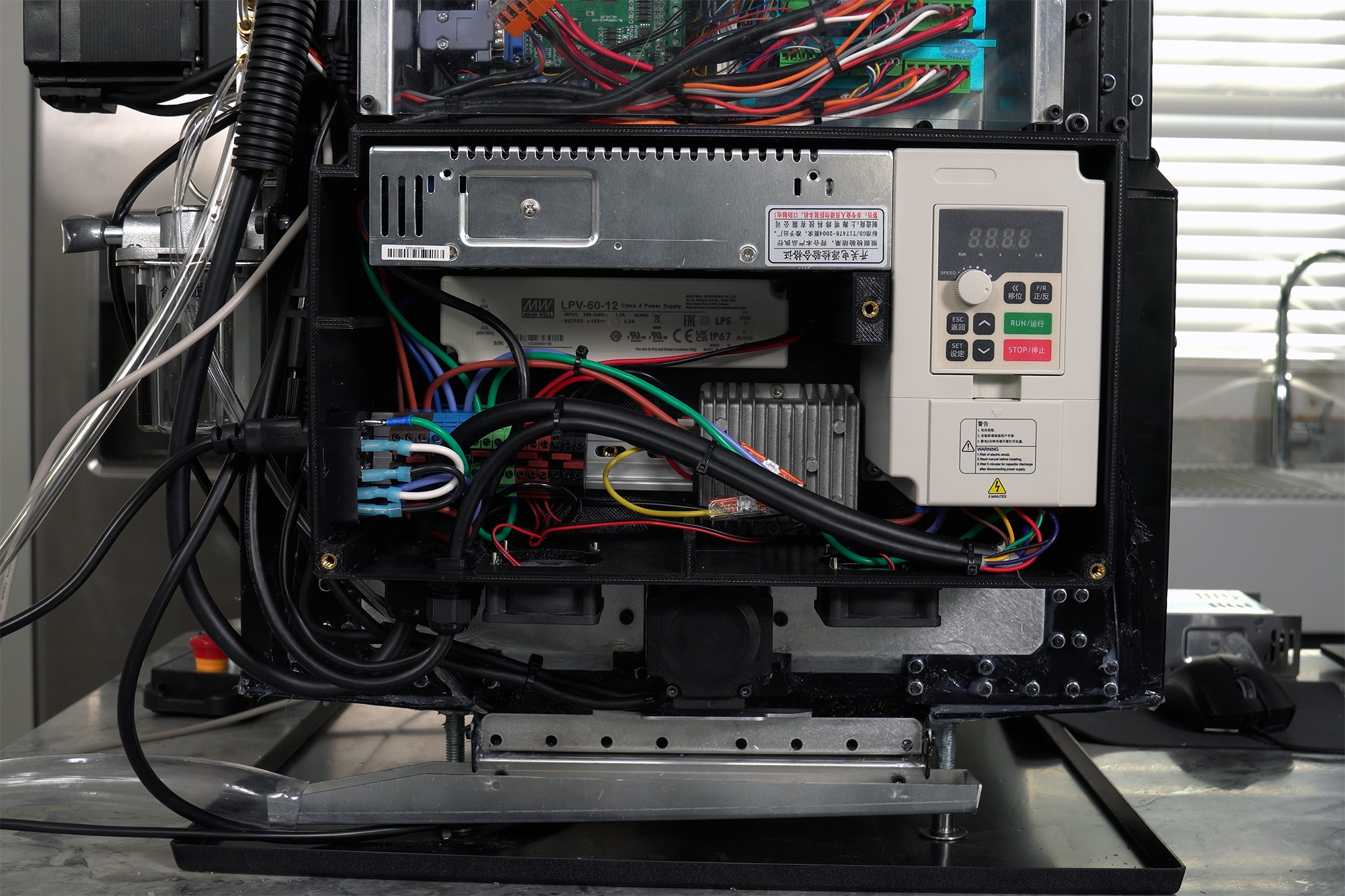 Layout of components inside electrical enclosure.