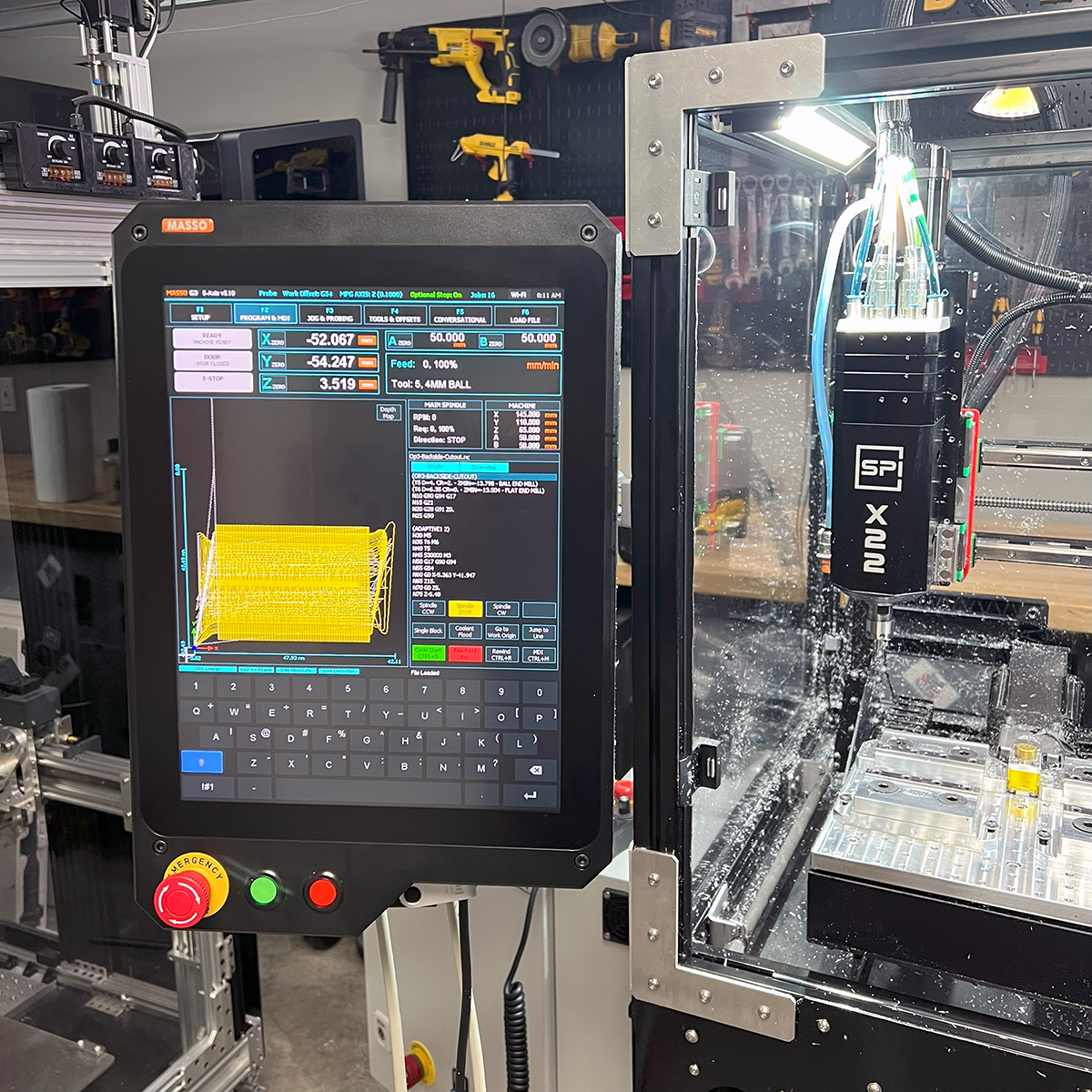 MASSO G3 Touch controller mounted on custom enclosure for DMC2 Mini