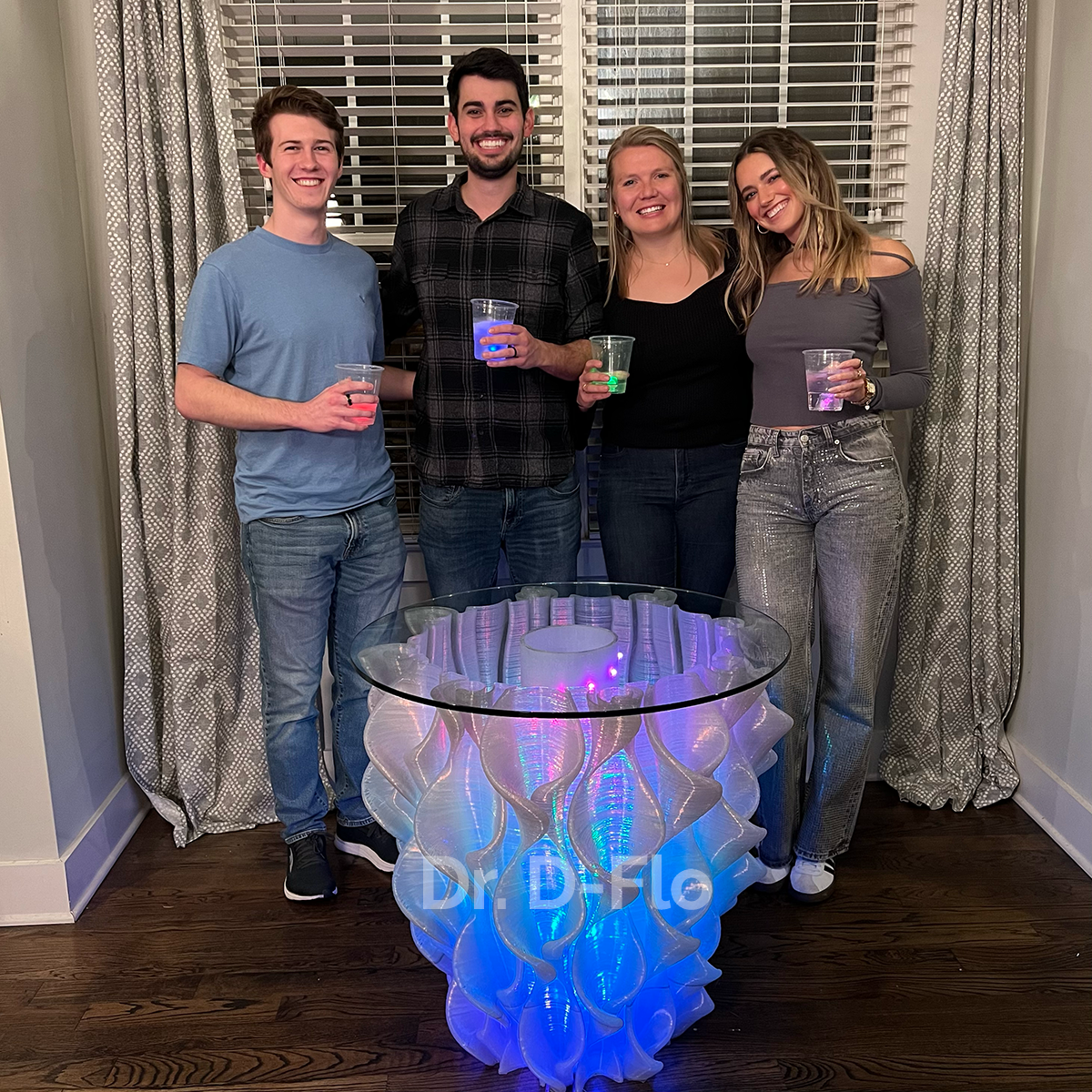 3D Printed LED Table with People Around It